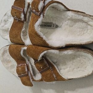 Birkenstock Tan Shearling Sandals